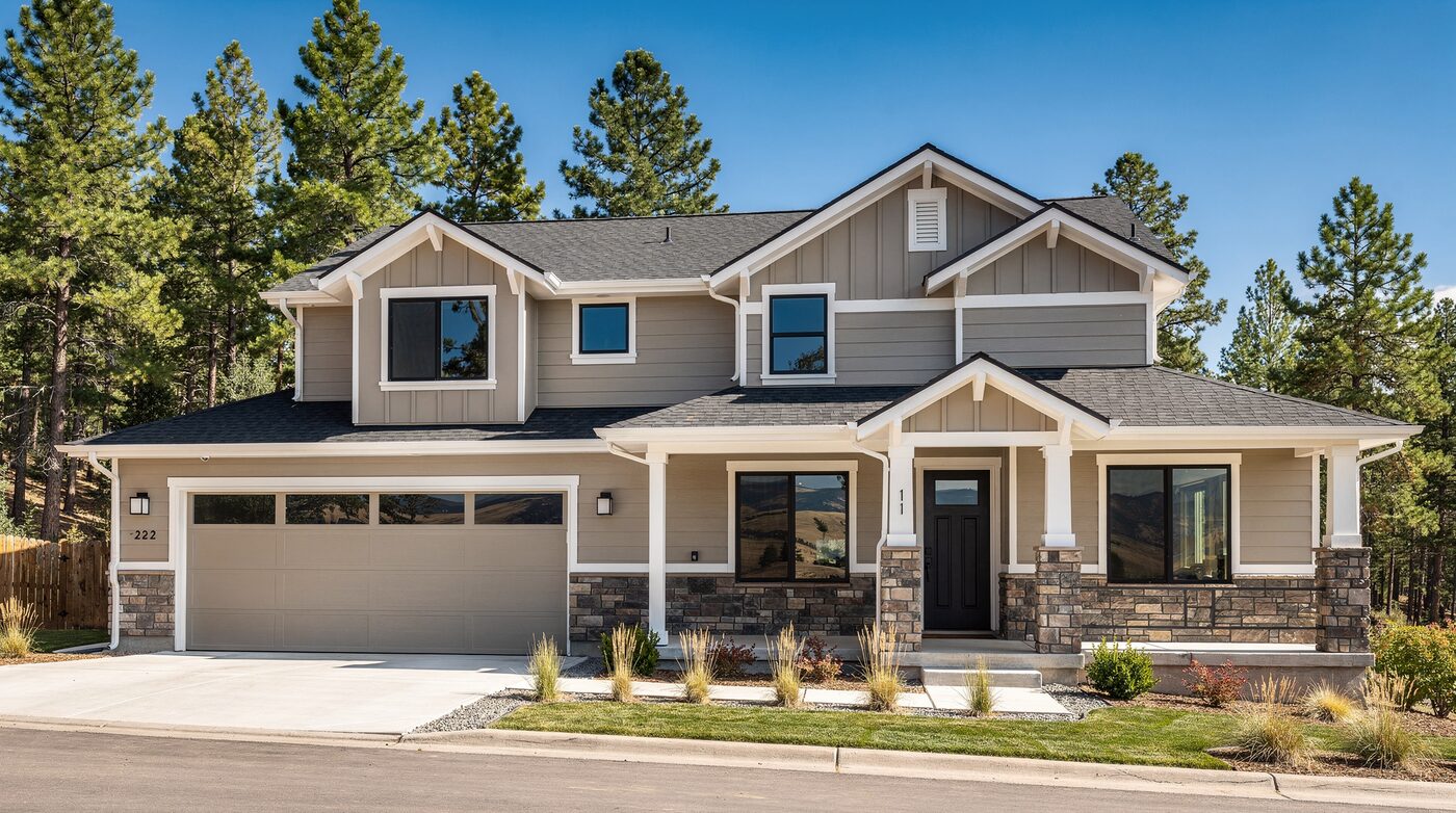 Front Range home with new fiber-cement lap siding and stone accents