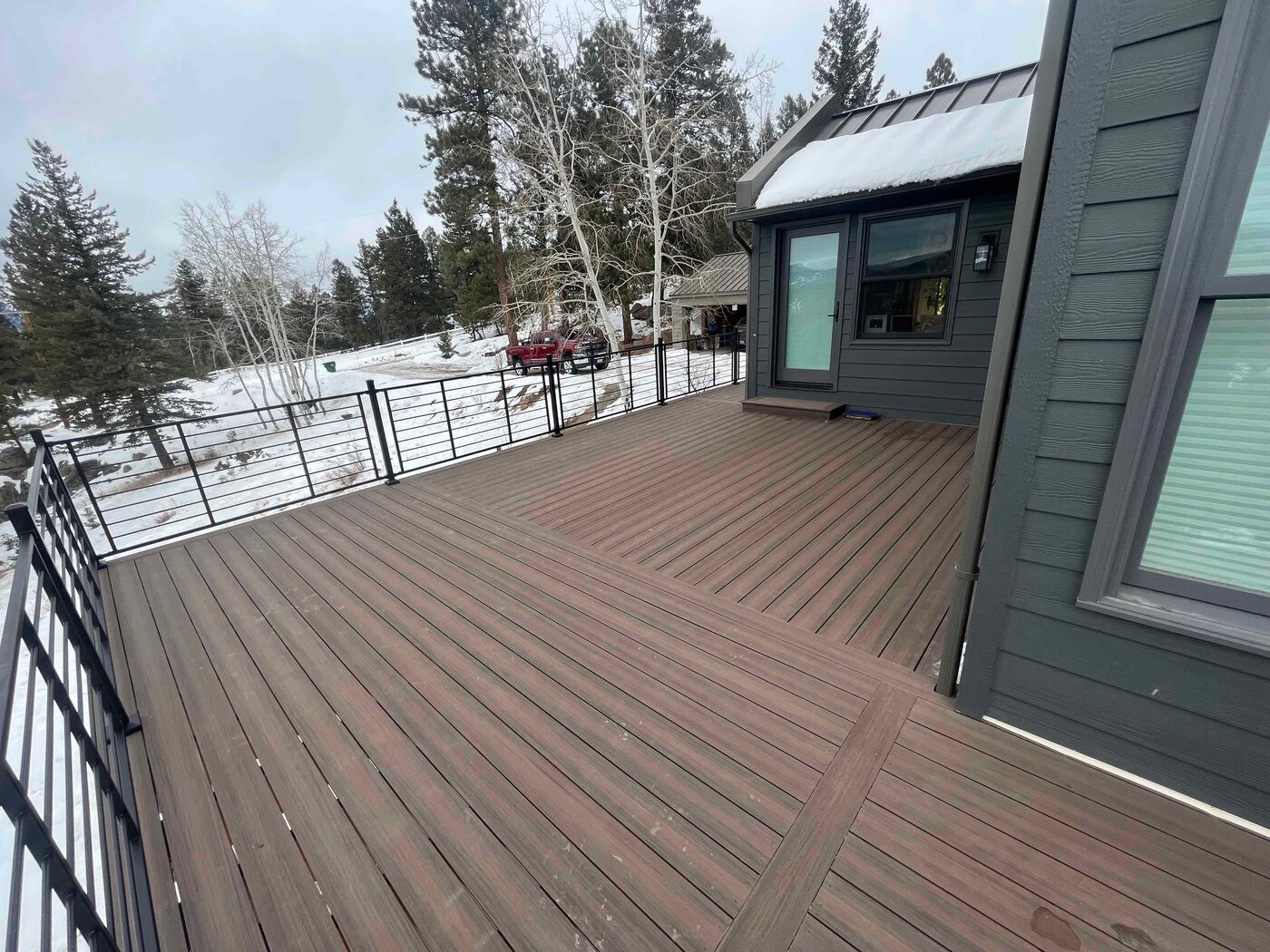 Composite deck with a mountain view in Castle Rock